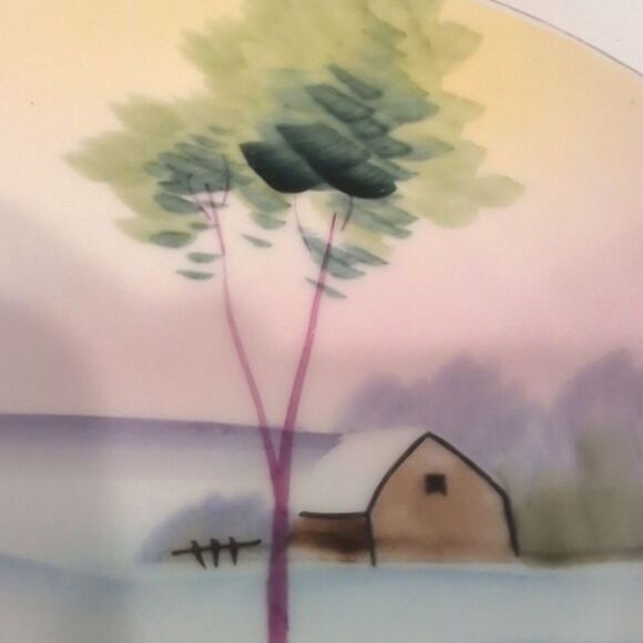 Vintage Mieto China Hand Painted Pastel Landscape Plates Set of 2 Made in Japan - Picture 8 of 9